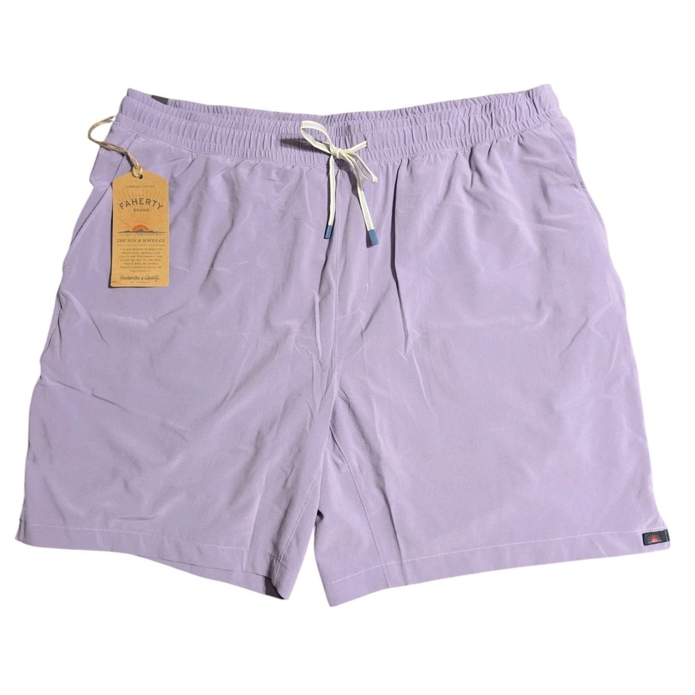 Faherty Shorelite Swim Trunks Mens XXL Purple 7" Lined UPF 50+ NWT MSS2522